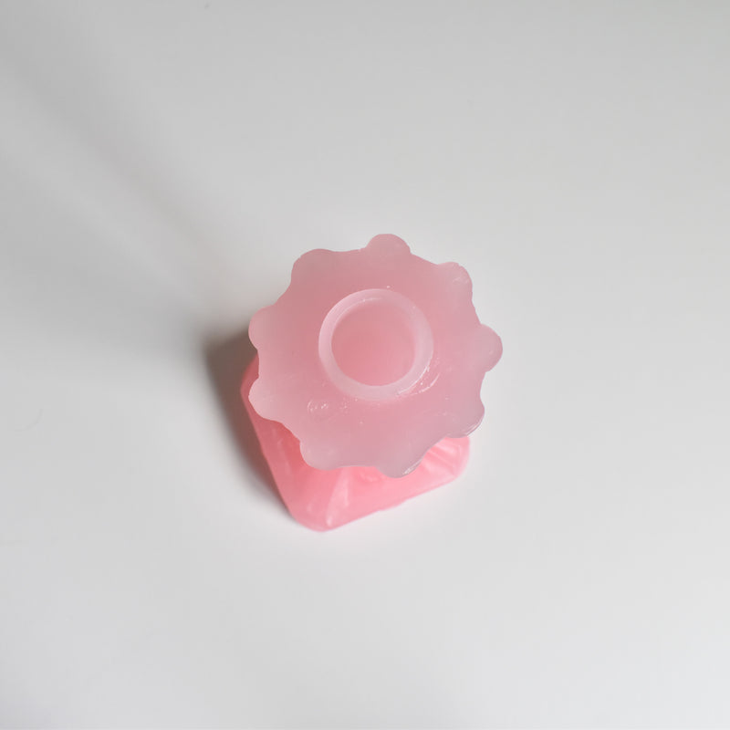 蝋キャンドルホルダーと蝋受け Dragée (ピンク）