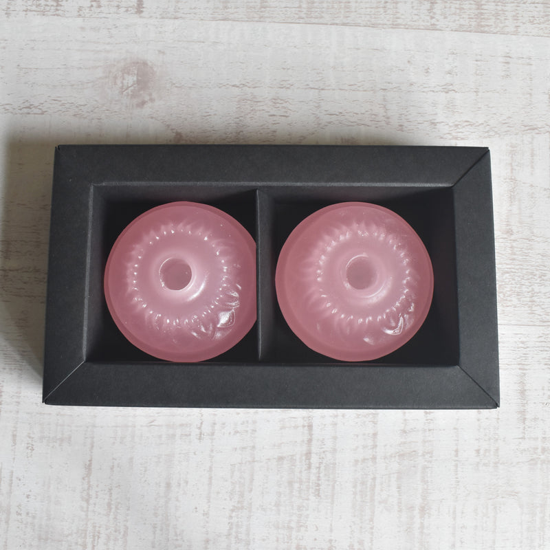 蝋キャンドルホルダー Dragée (ピンク）2個セット（専用ボックス入り）
