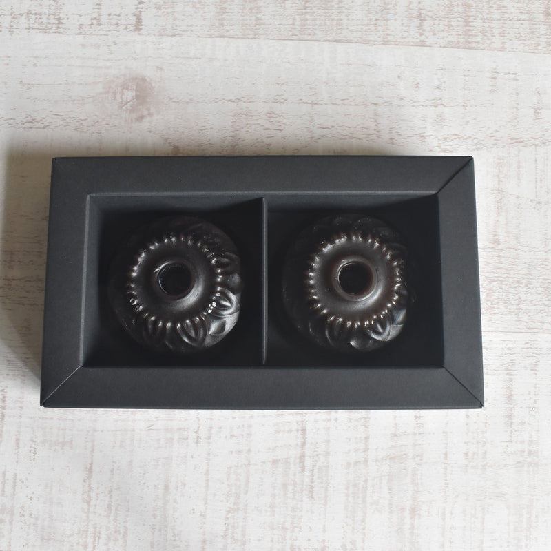 蝋キャンドルホルダー Noir (ブラック）2個セット（専用ボックス入り）