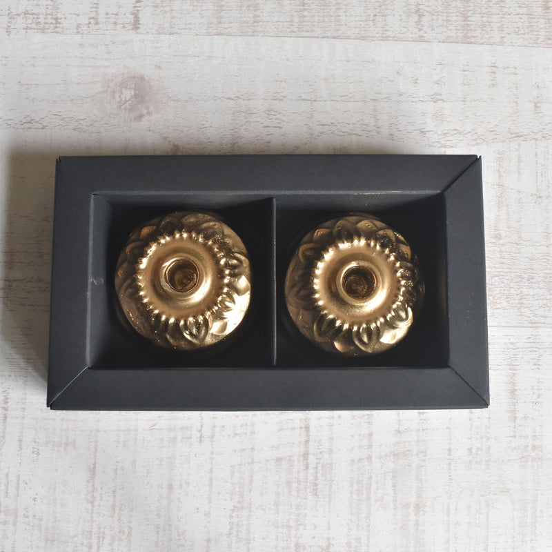 蝋キャンドルホルダー Or (ゴールド）2個セット（専用ボックス入り）