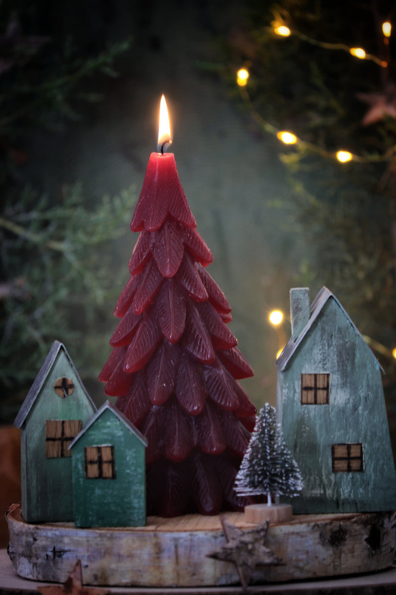 キャンドル　クリスマスツリー　Sapin Bordeaux (レッド）