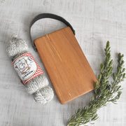 ミニブナカッティングボード 革取っ手付き 19cmx11cm