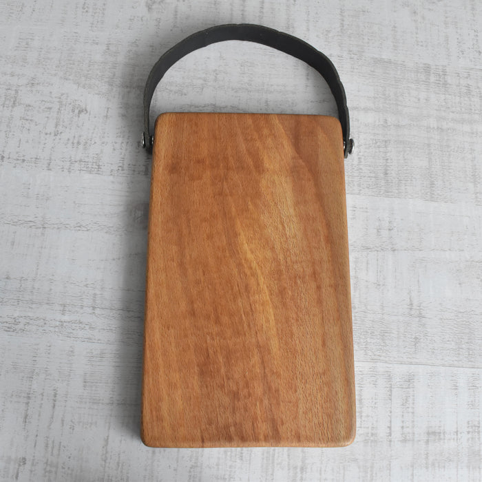 ミニブナカッティングボード 革取っ手付き 23.5cmx14cm
