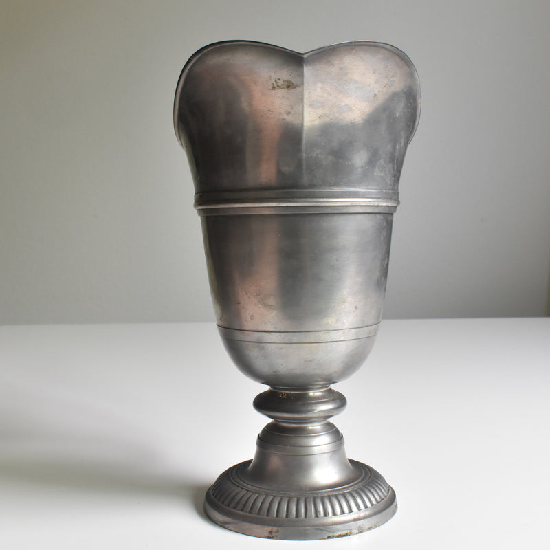 Vintage Pewter Flower Vase Casque