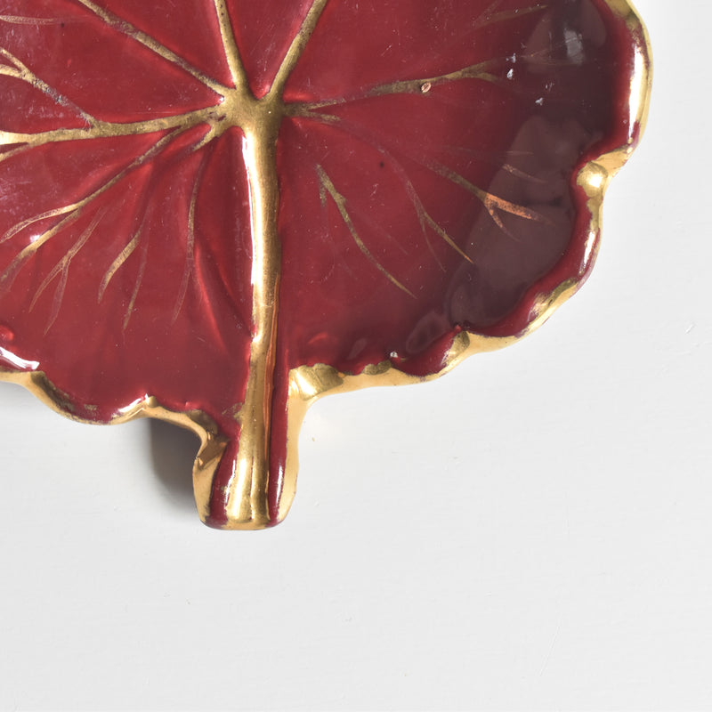 Vintage Small Plate, Red Leaf A