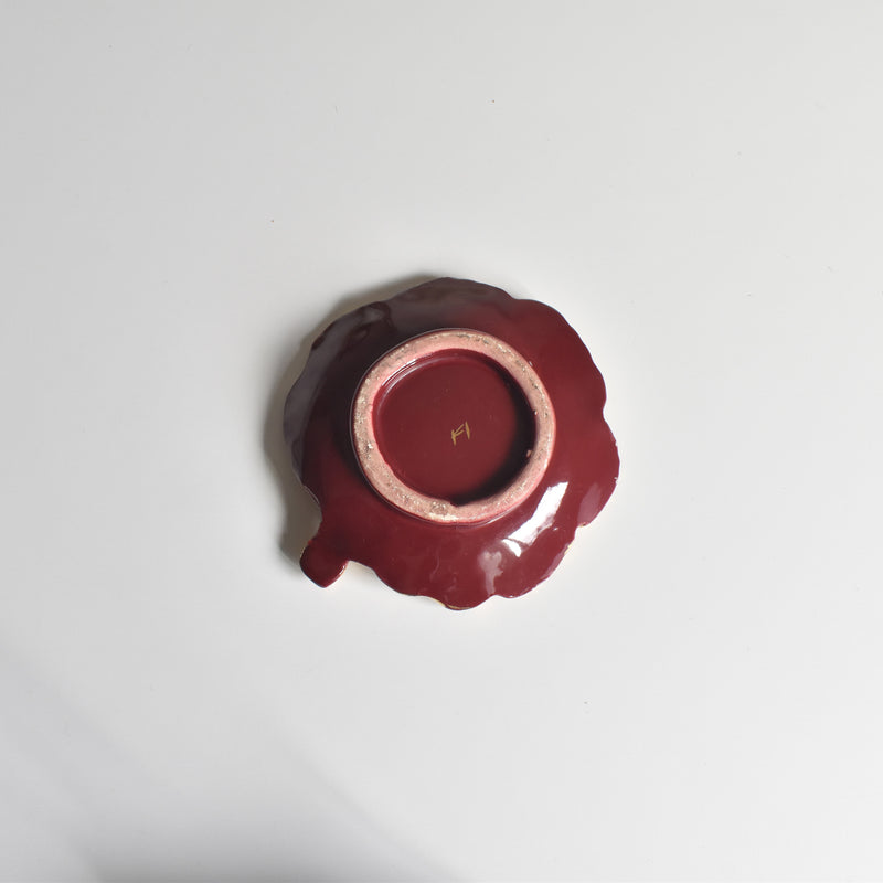 Vintage Small Plate, Red Leaf A