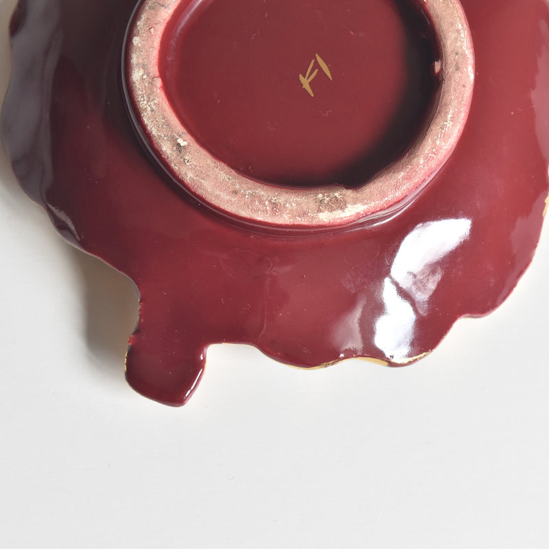 Vintage Small Plate, Red Leaf A