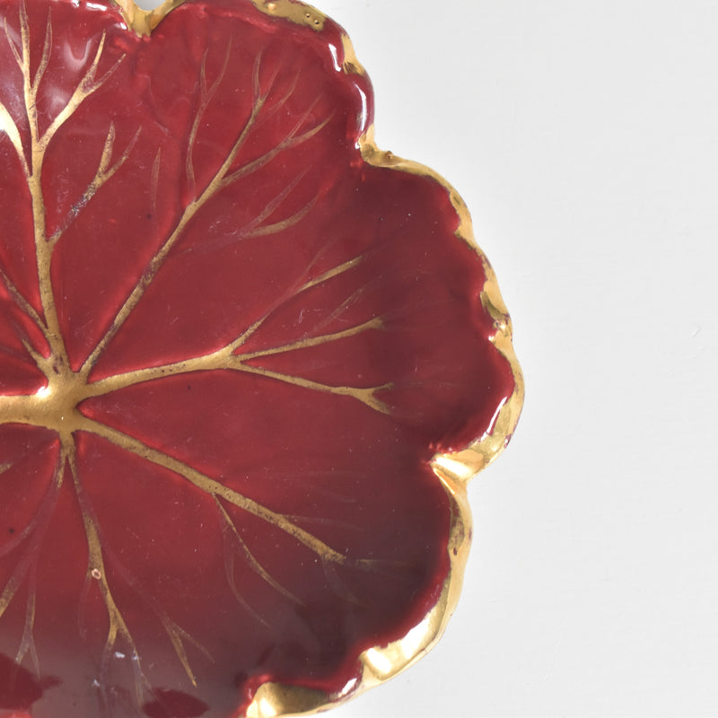 Vintage Small Plate, Red Leaf A