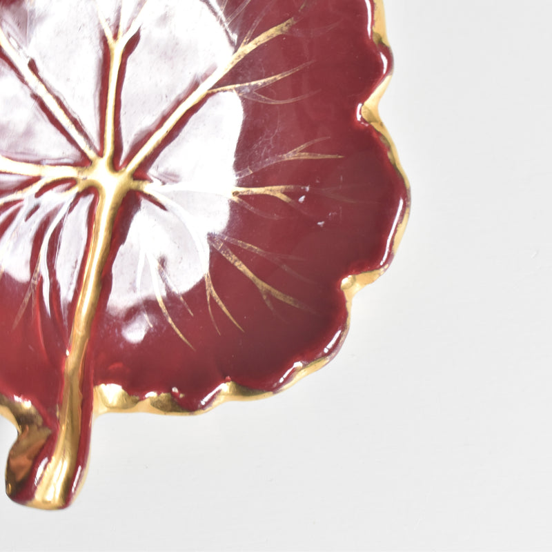 Vintage Small Plate, Red Leaf A