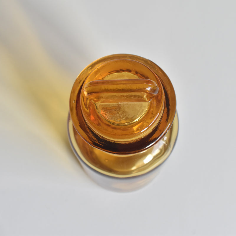 Vintage Apothecary Pot Amber Glass H11.5cm
