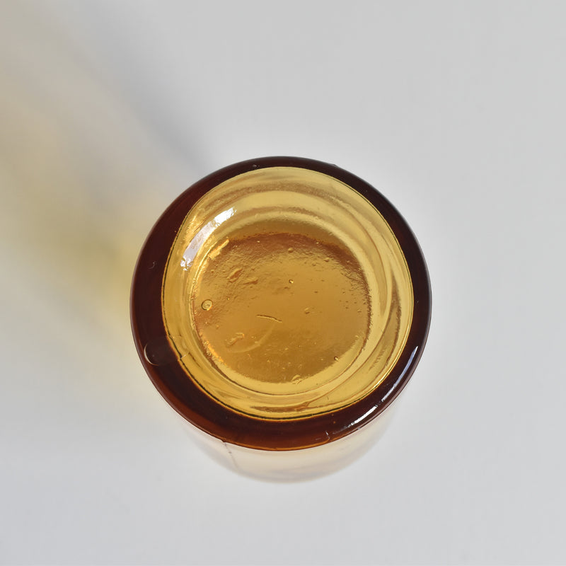 Vintage Apothecary Pot Amber Glass H11.5cm