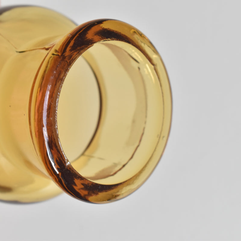 Vintage Apothecary Pot Amber Glass H11.5cm