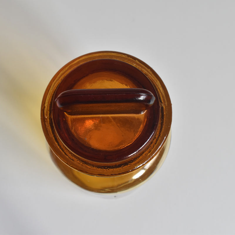 Vintage Apothecary Pot, Amber Glass, H14.5cm