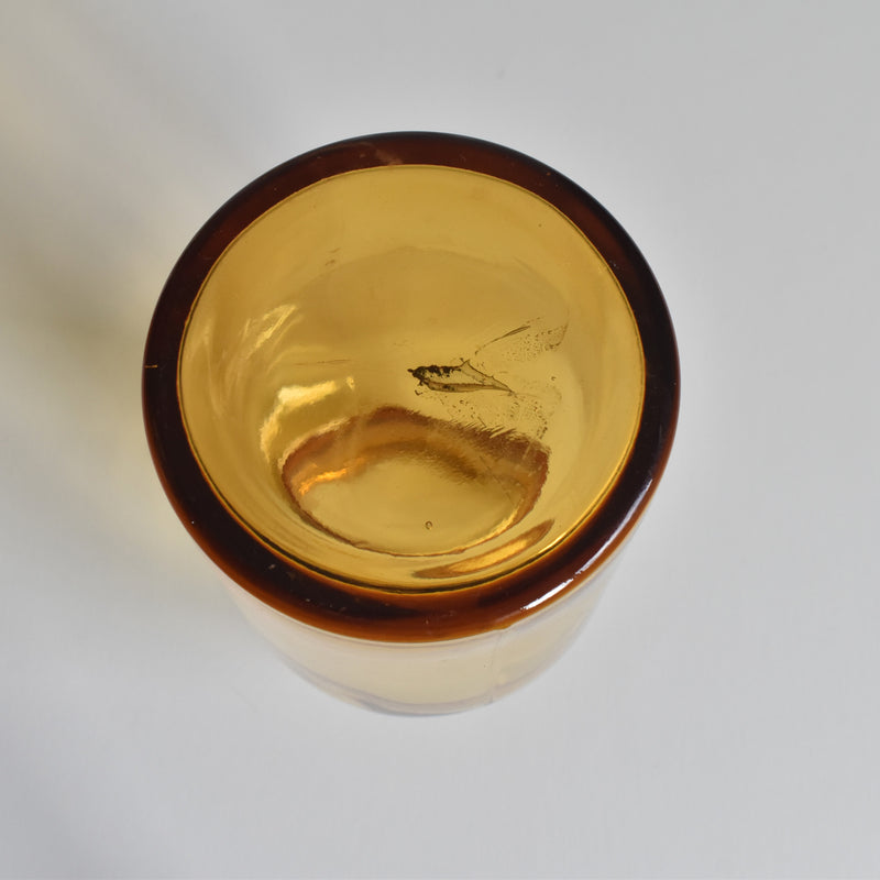 Vintage Apothecary Pot, Amber Glass, H14.5cm
