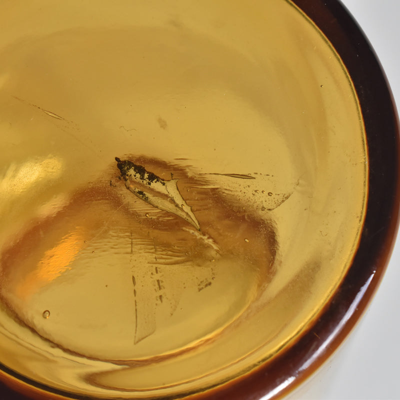 Vintage Apothecary Pot, Amber Glass, H14.5cm