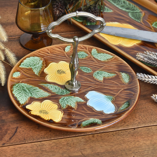 ヴィンテージハンドル付きプレート ディゴワン＆サルグミンヌ イエローフラワー