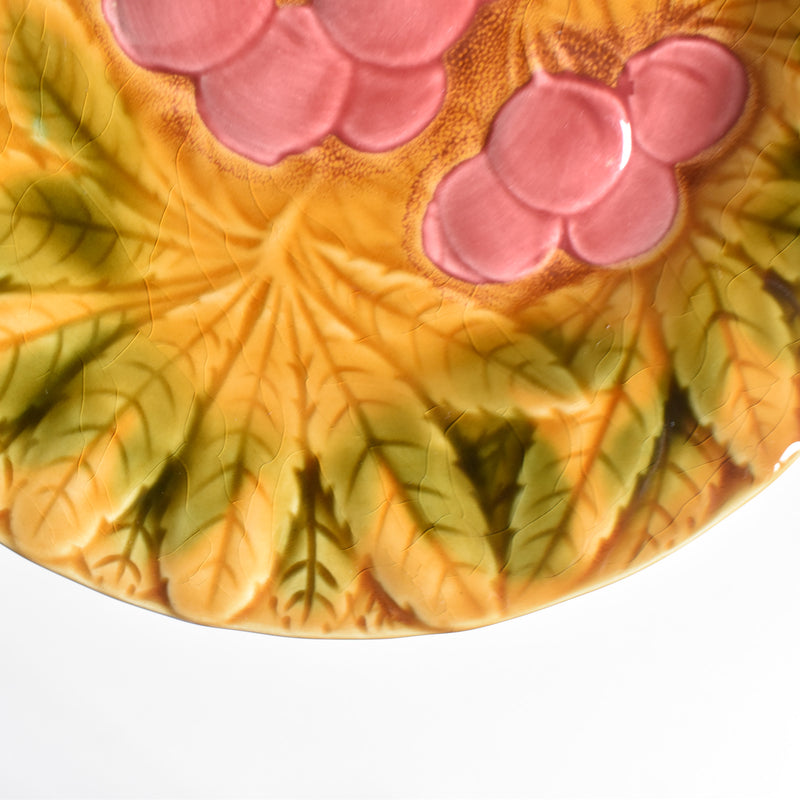 Vintage Dessert Plate Digoin & Sarreguemines Barbotine Cerises B
