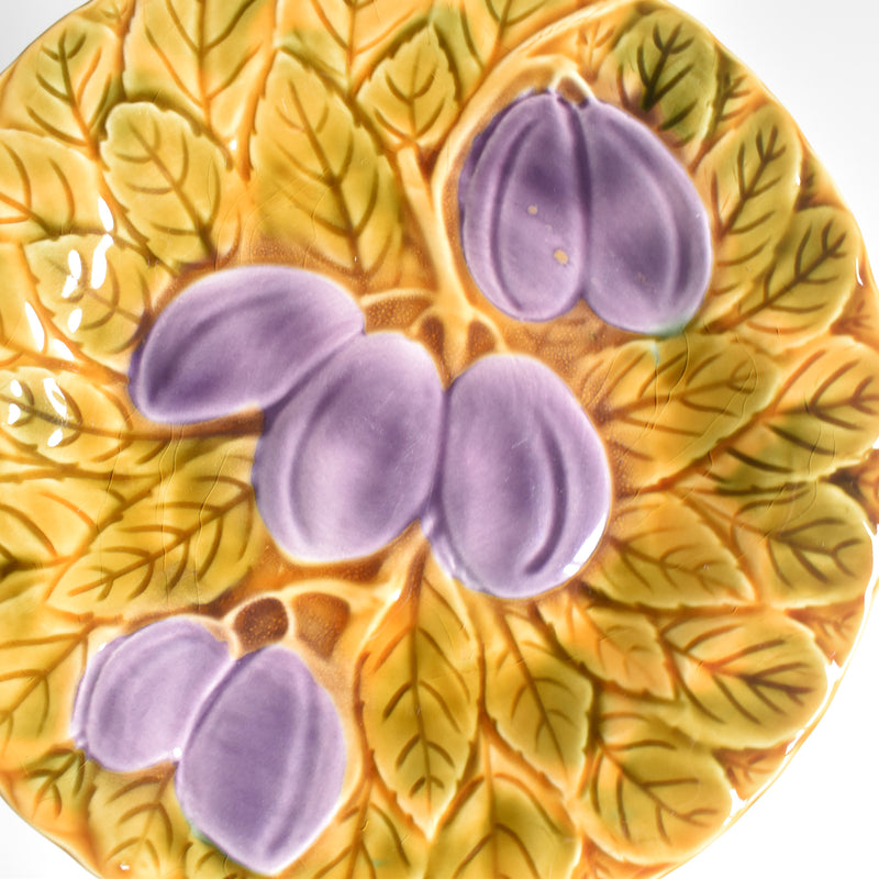 Vintage Dessert Plate, Digoin & Sarreguemines Barbotine, Prunes B