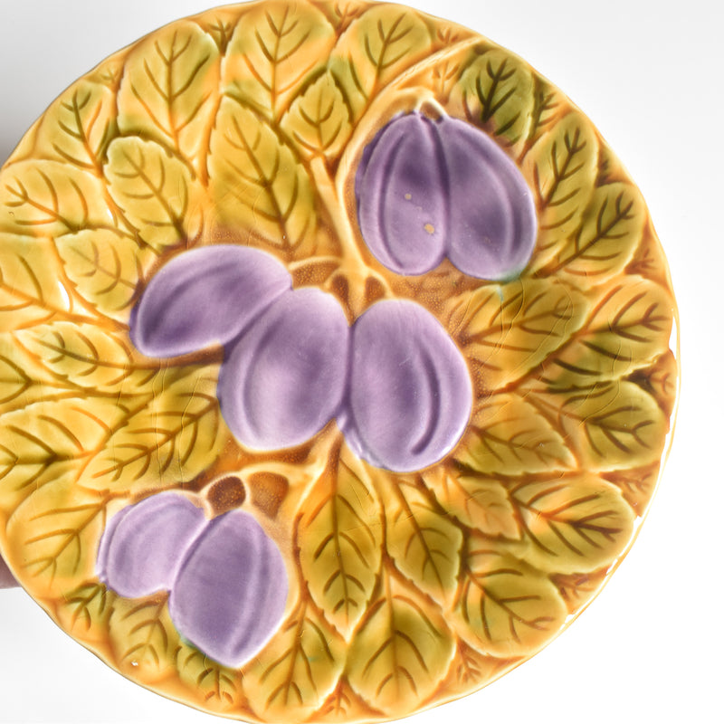 Vintage Dessert Plate, Digoin & Sarreguemines Barbotine, Prunes B