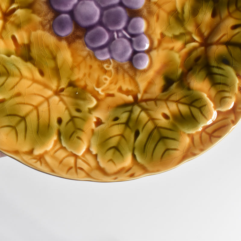 Vintage Dessert Plate, Digoin & Sarreguemines Barbotine Raisins B