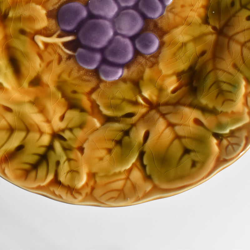 Vintage Dessert Plate, Digoin & Sarreguemines Barbotine Raisins B