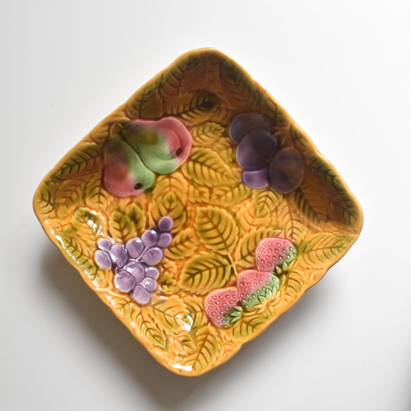 Vintage Square Plate Digoin & Sarreguemines Barbotine
