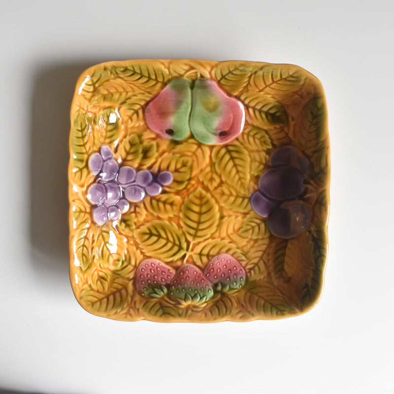 Vintage Square Plate Digoin & Sarreguemines Barbotine