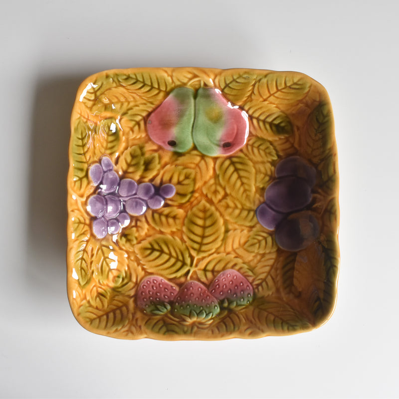 Vintage Square Plate Digoin & Sarreguemines Barbotine