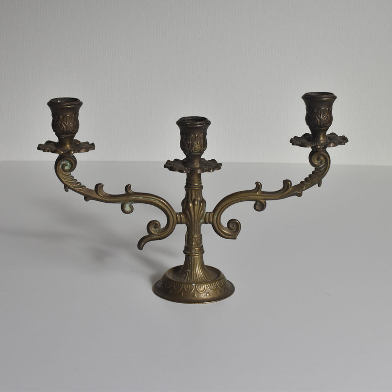Vintage Brass 3-Candle Holder