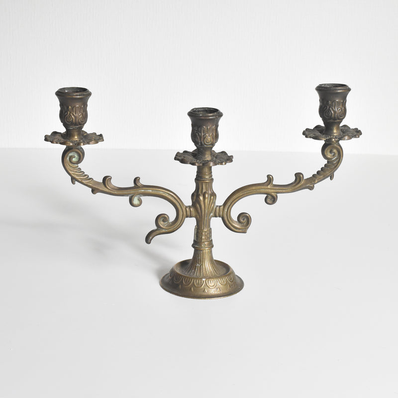 Vintage Brass 3-Candle Holder