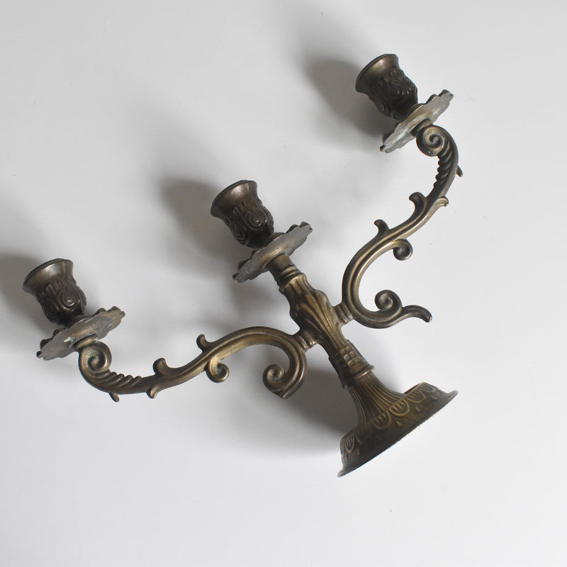 Vintage Brass 3-Candle Holder