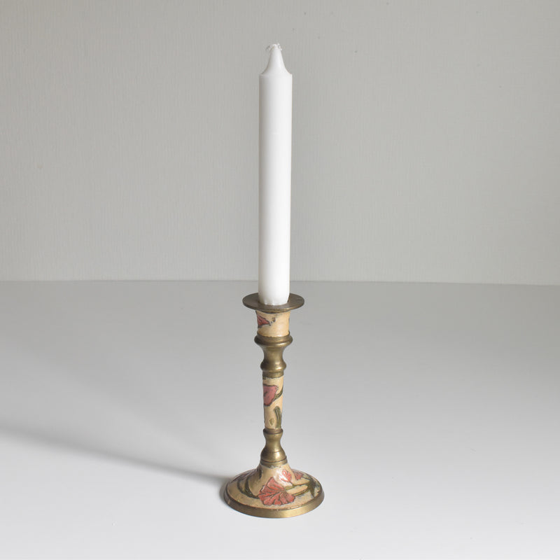 Vintage Candle Holder Brass Enamel
