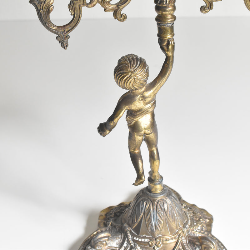 Vintage Candle Holder, Brass, 3-Arm, Enfant