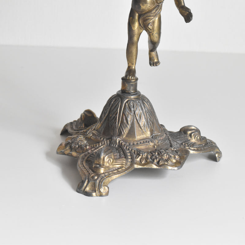 Vintage Candle Holder, Brass, 3-Arm, Enfant
