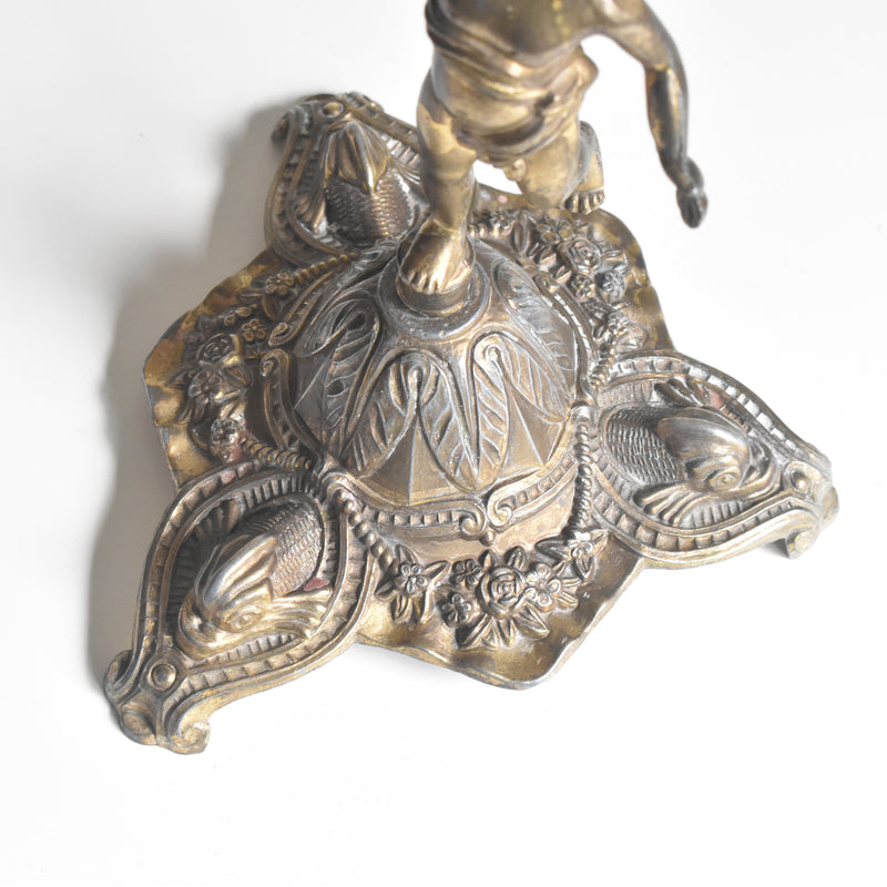 Vintage Candle Holder, Brass, 3-Arm, Enfant