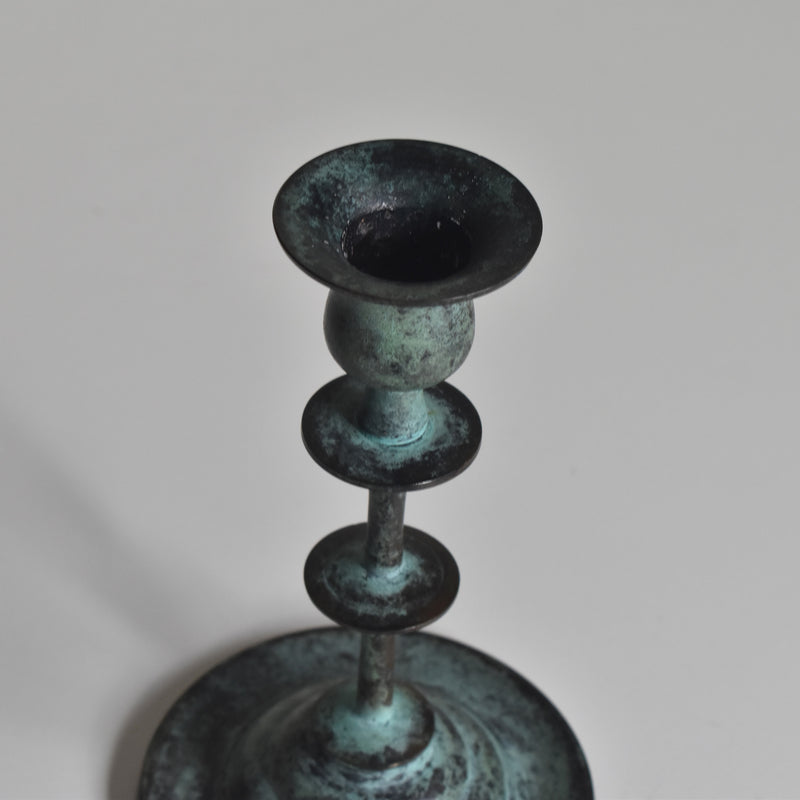 Vintage Candle Holder Brass Patina