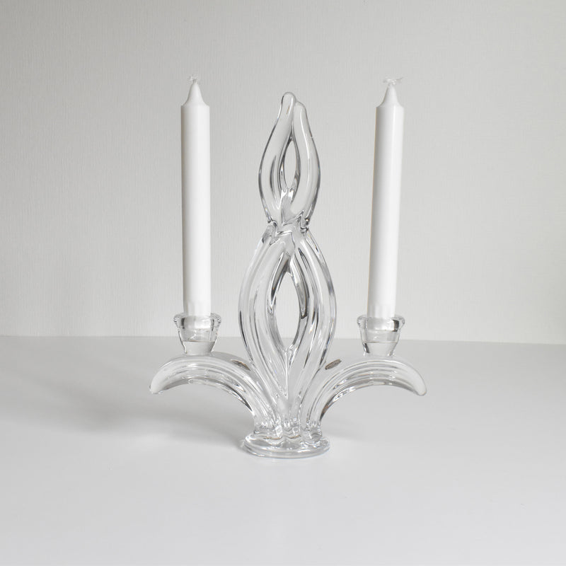 Vintage Crystal Glass Candle Holder CRISTALLERIE VANNES LE CHATEL
