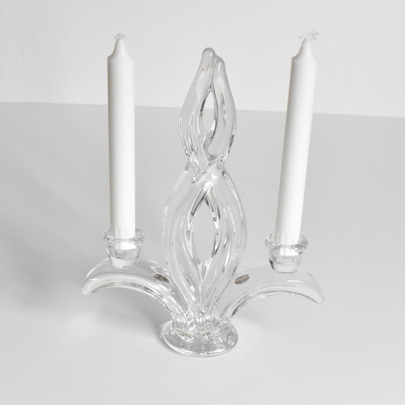 Vintage Crystal Glass Candle Holder CRISTALLERIE VANNES LE CHATEL