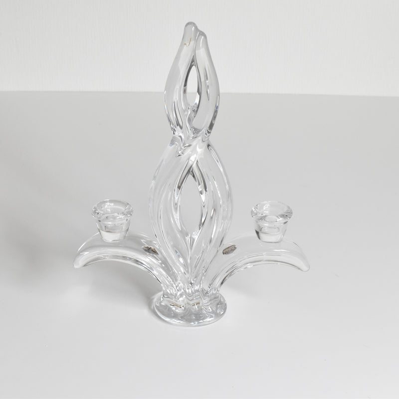 Vintage Crystal Glass Candle Holder CRISTALLERIE VANNES LE CHATEL