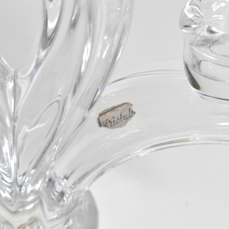 Vintage Crystal Glass Candle Holder CRISTALLERIE VANNES LE CHATEL