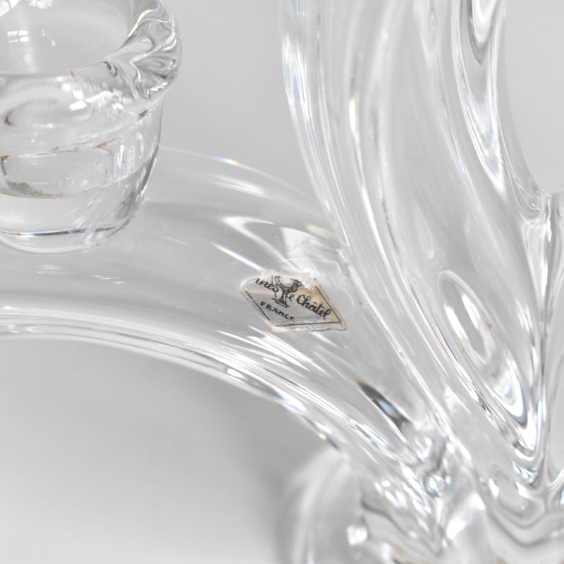 Vintage Crystal Glass Candle Holder CRISTALLERIE VANNES LE CHATEL