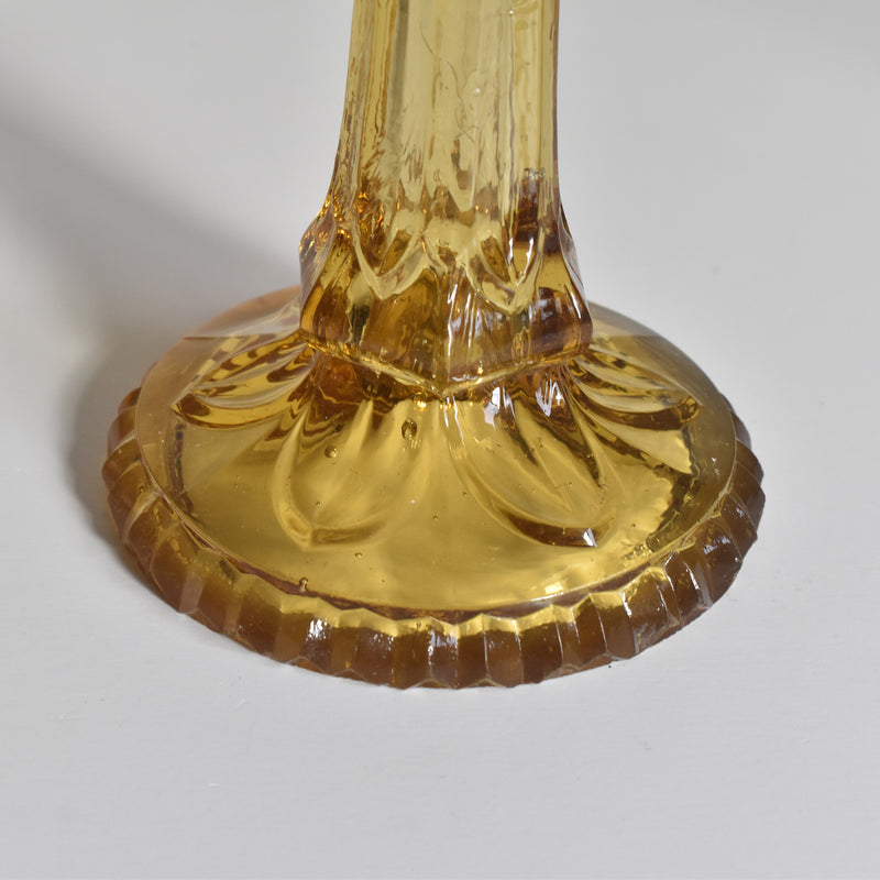 Antique Glass Candle Holder - Yellow