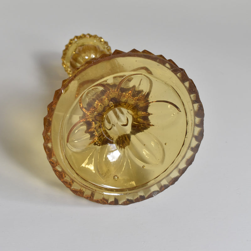 Antique Glass Candle Holder - Yellow