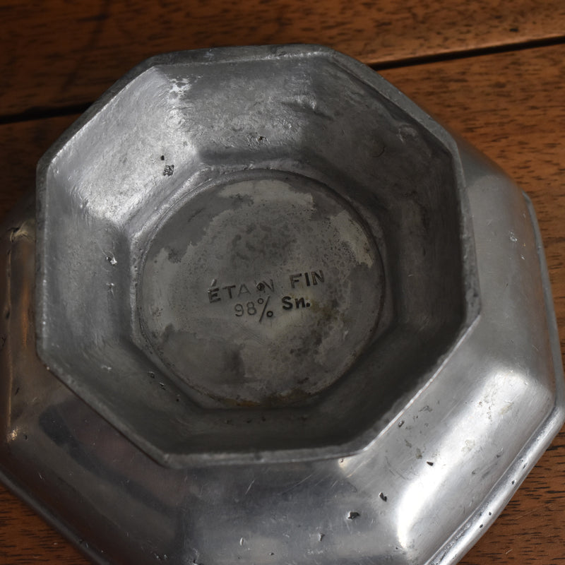 Vintage Pewter Octagonal Coupe