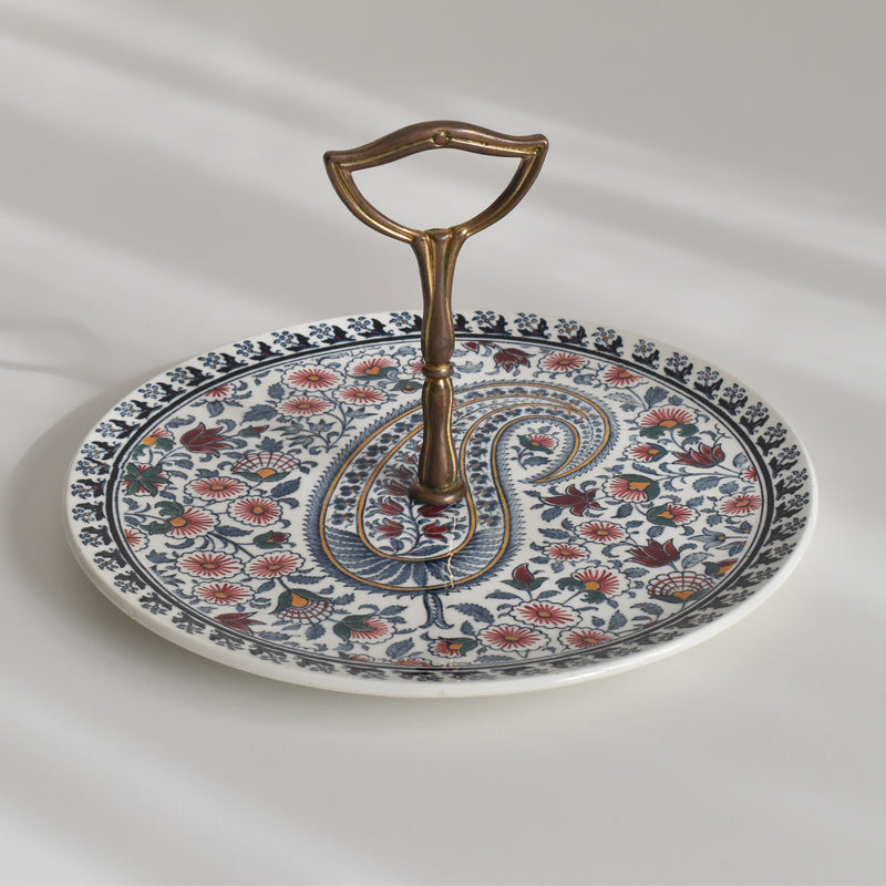 Vintage Cheese Plate with Handle Gien Cachemire