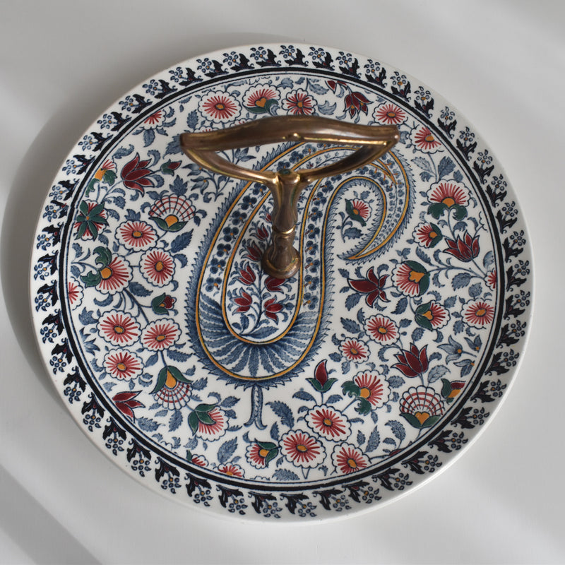 Vintage Cheese Plate with Handle Gien Cachemire