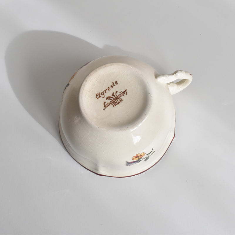 Vintage Chocolate Cup Digoin & Sarreguemines Agreste B