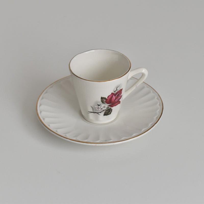 Vintage Coffee Cup & Saucer Digoin & Sarreguemines Hardy A