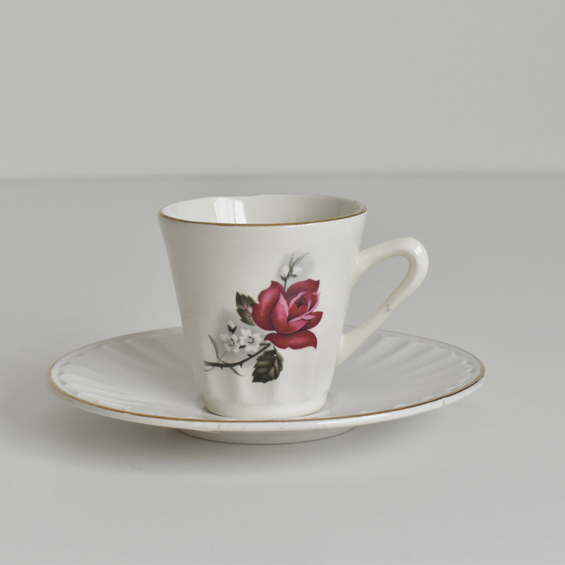 Vintage Coffee Cup & Saucer Digoin & Sarreguemines Hardy A