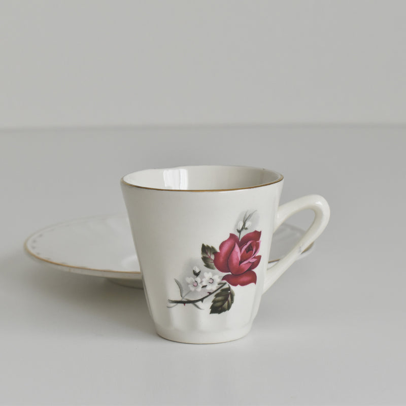 Vintage Coffee Cup & Saucer Digoin & Sarreguemines Hardy A
